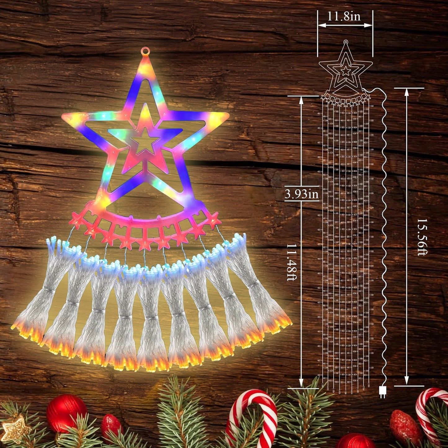 Funbty LED Lights , 8 Modes Christmas String Lights Waterfall Fairy Tree Lights Indoor Outdoor Decor