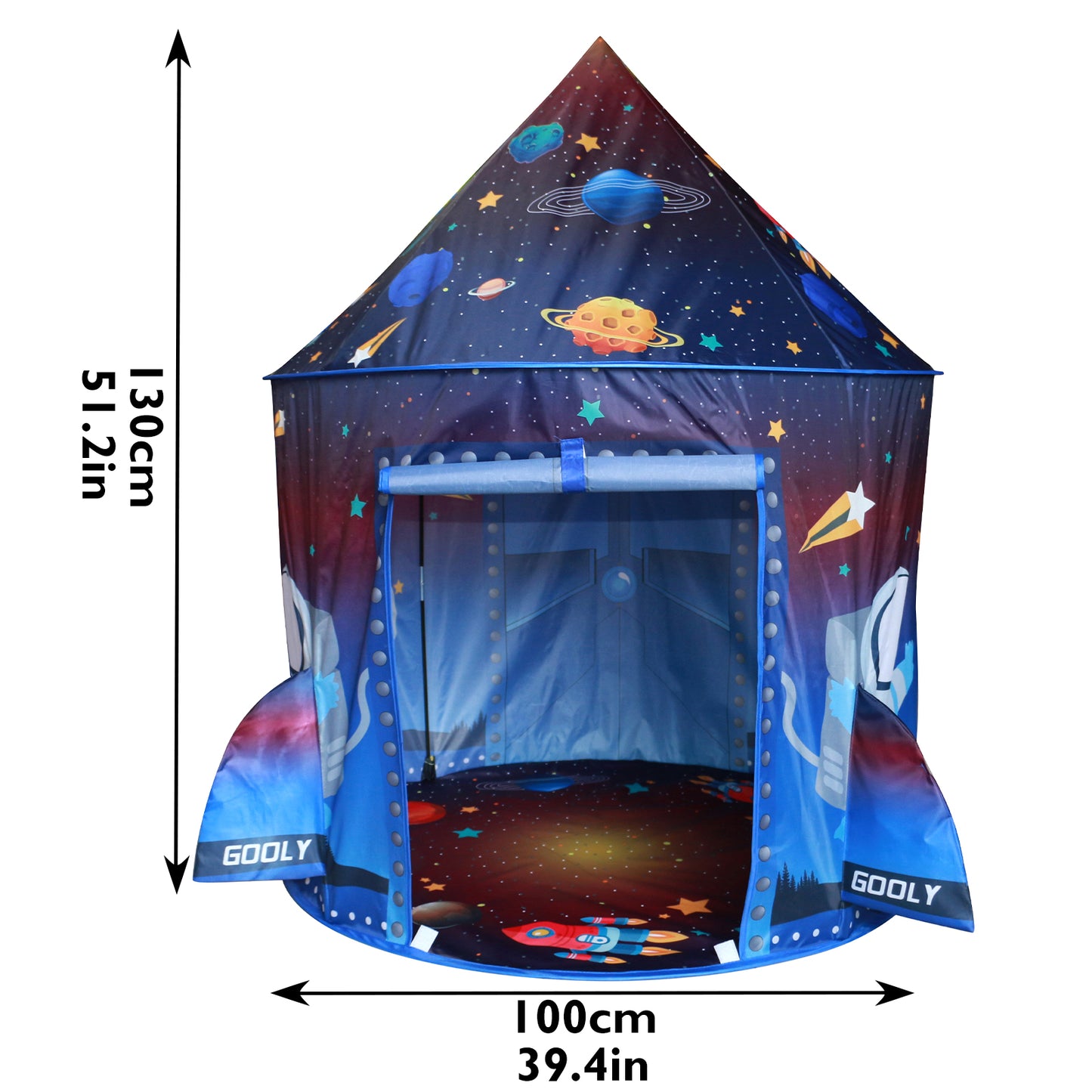 Funbty Rocket Ship Kids Play Tent, Unique Space and Planet Playhouse Foldable Pop Up Tent Toy for Boys Girls Indoor & Outdoor Children Birthday Gifts