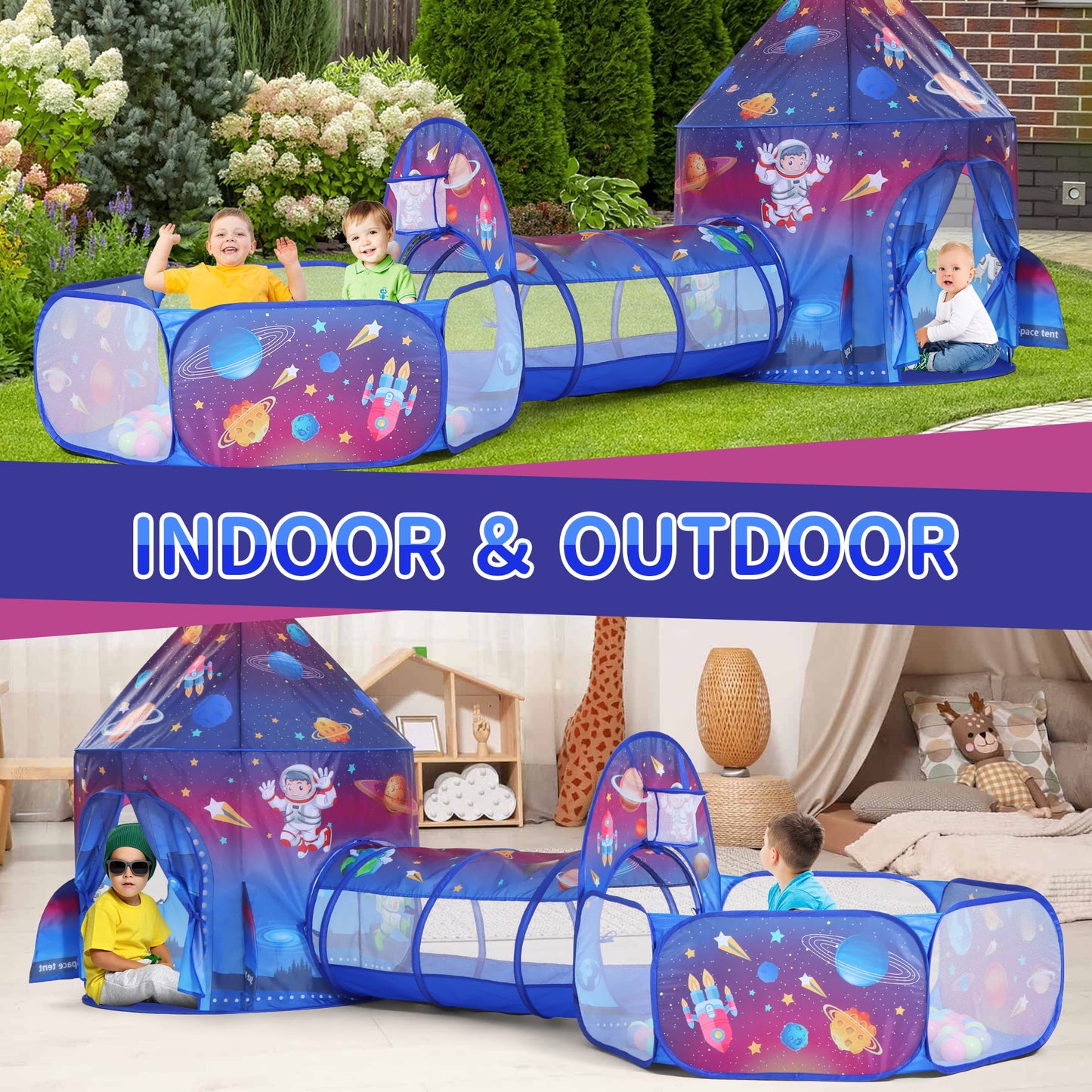 Funbty  3 in 1 Kids Ball Pit with Play Tent and Play Tunnel, Kids Pop Up Tent for Indoor Outdoor, Toys for Boys Girls Babies Toddlers