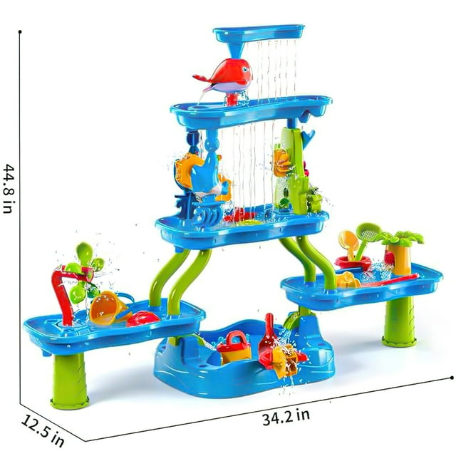 Funbty Sand Water Table for Toddlers Age 1-3 3-5, 5-Tier Sand and Water Play Table Toys for Toddlers Kids, Activity Sensory Tables Outside Beach Summer Toys Gift for Toddler Boys Girls