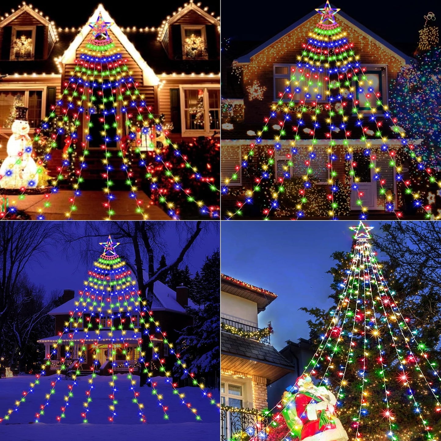 Funbty LED Lights , 8 Modes Christmas String Lights Waterfall Fairy Tree Lights Indoor Outdoor Decor