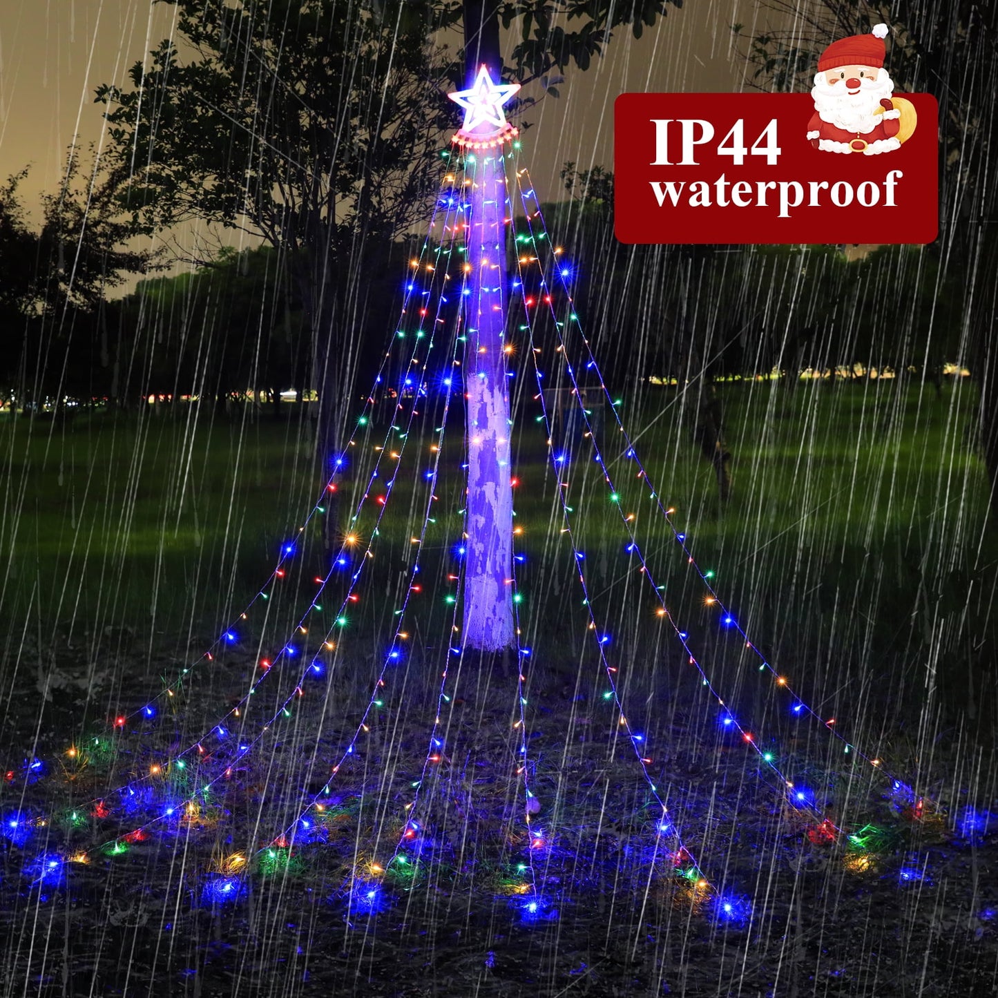 Funbty LED Lights , 8 Modes Christmas String Lights Waterfall Fairy Tree Lights Indoor Outdoor Decor