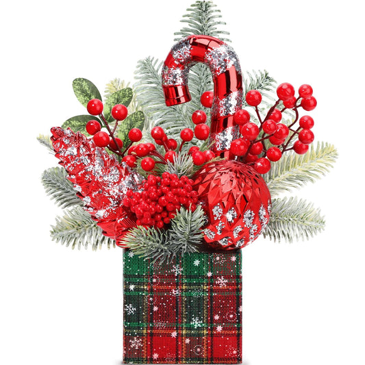 Funbty  Mini Christmas Tree with Pine Cone Berry, Bottle Brush Christmas Trees for Christmas Decorations Indoor, Christmas Tabletop Decor Centerpiece | Square