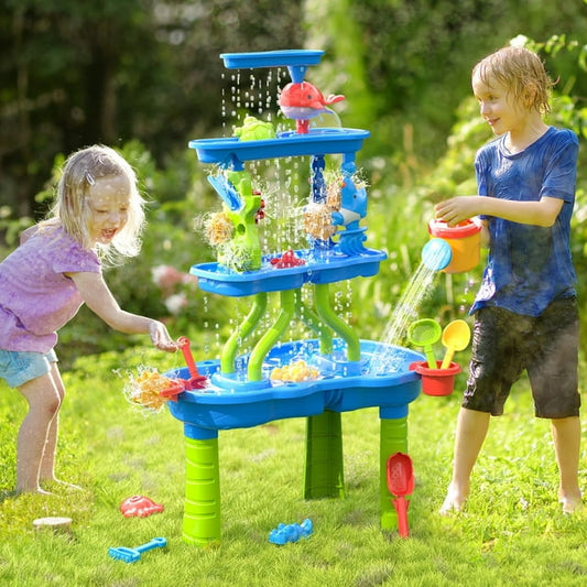 Funbty Water Table for Toddlers, 4-Tier Kids Sand Water Table, Activity Sensory Play Table Toys for Toddlers, Summer Gift Toys for Outside Backyard