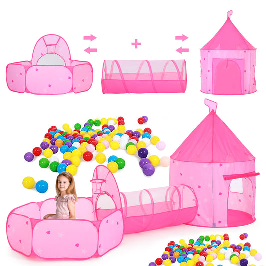 Funbty Kids Ball Pit with Play Tent and Play Tunnel, Kids Pop Up Tent for Indoor Outdoor, Toys for Boys Girls Babies Toddlers Playhouse