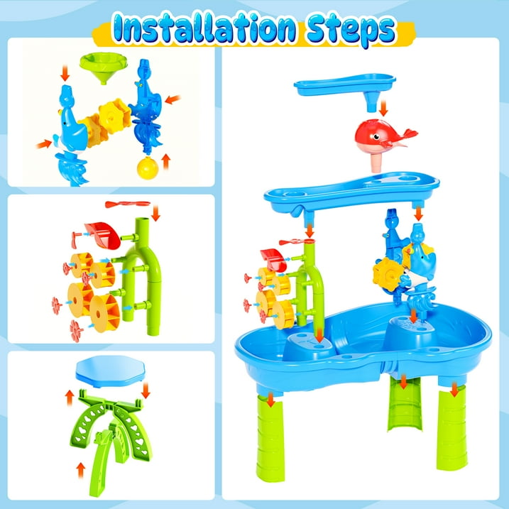 Funbty Kids Sand Water Table for Beach, 41PCS Activity Sensory Play Table Toys for Toddlers, Water Activity Tables Summer Gift Toys for Outside Backyard for Kids Age 3-5