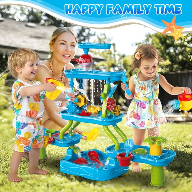 Funbty Sand Water Table for Toddlers Age 1-3 3-5, 5-Tier Sand and Water Play Table Toys for Toddlers Kids, Activity Sensory Tables Outside Beach Summer Toys Gift for Toddler Boys Girls