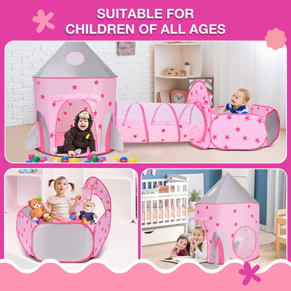 Funbty  Kids Play Tent, 3 in 1 Play Tents Tunnel Set with Ball Pit and Storage Bag, Indoor Outdoor Toy Tent for Toddlers Kids Toy Gifts, Pink (No Ball)