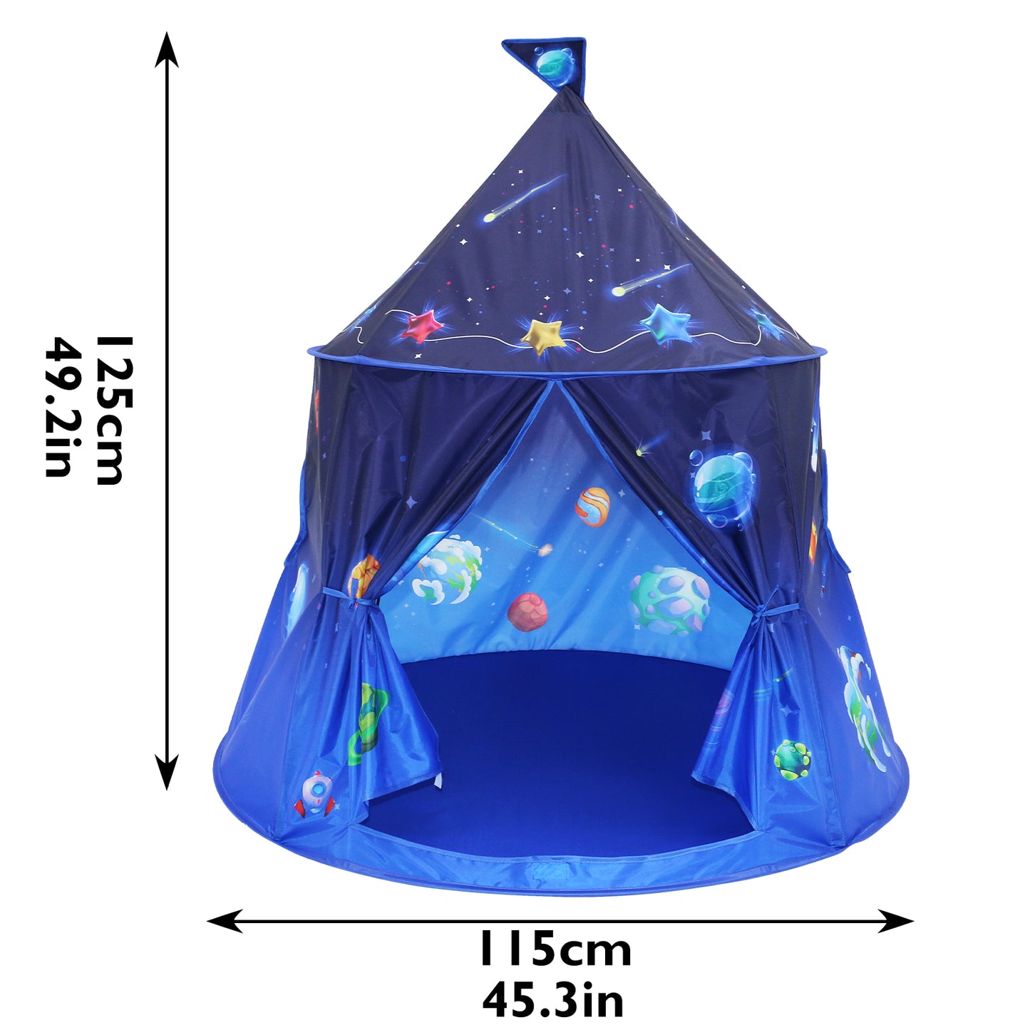 Funbty  Rocket Ship Kids Play Tent, Unique Space and Planet Playhouse Foldable Pop Up Tent Toy for Boys Girls Indoor & Outdoor Children Birthday Gifts