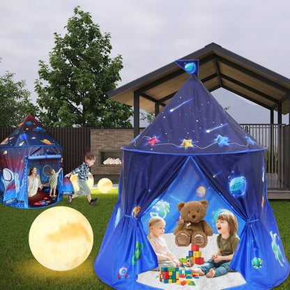 Funbty  Rocket Ship Kids Play Tent, Unique Space and Planet Playhouse Foldable Pop Up Tent Toy for Boys Girls Indoor & Outdoor Children Birthday Gifts