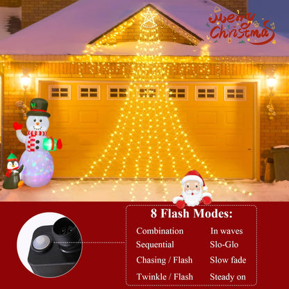 Funbty LED Lights , 8 Modes Christmas String Lights Waterfall Fairy Tree Lights Indoor Outdoor Decor