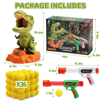 Funbty Moveable Dinosaur Shooting Game Toy for Kids, Shooting Target with 2 Pump Guns, 36 Foam Balls and LCD Score Record