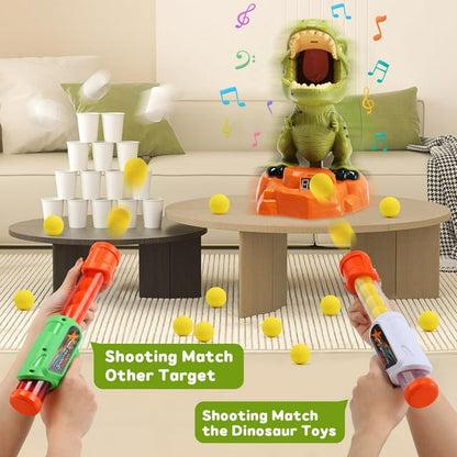 Funbty Moveable Dinosaur Shooting Game Toy for Kids, Shooting Target with 2 Pump Guns, 36 Foam Balls and LCD Score Record