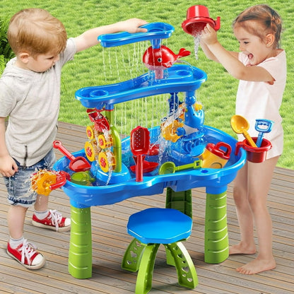 Funbty Kids Sand Water Table for Beach, 41PCS Activity Sensory Play Table Toys for Toddlers, Water Activity Tables Summer Gift Toys for Outside Backyard for Kids Age 3-5