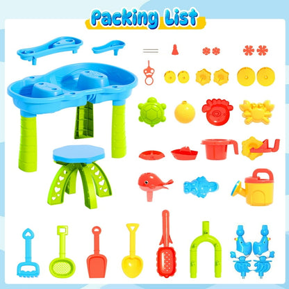 Funbty Kids Sand Water Table for Beach, 41PCS Activity Sensory Play Table Toys for Toddlers, Water Activity Tables Summer Gift Toys for Outside Backyard for Kids Age 3-5