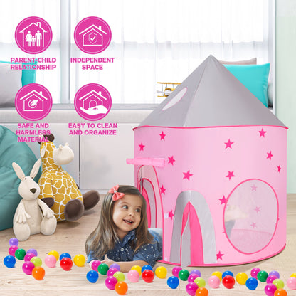 Funbty  Kids Play Tent, 3 in 1 Play Tents Tunnel Set with Ball Pit and Storage Bag, Indoor Outdoor Toy Tent for Toddlers Kids Toy Gifts, Pink (No Ball)